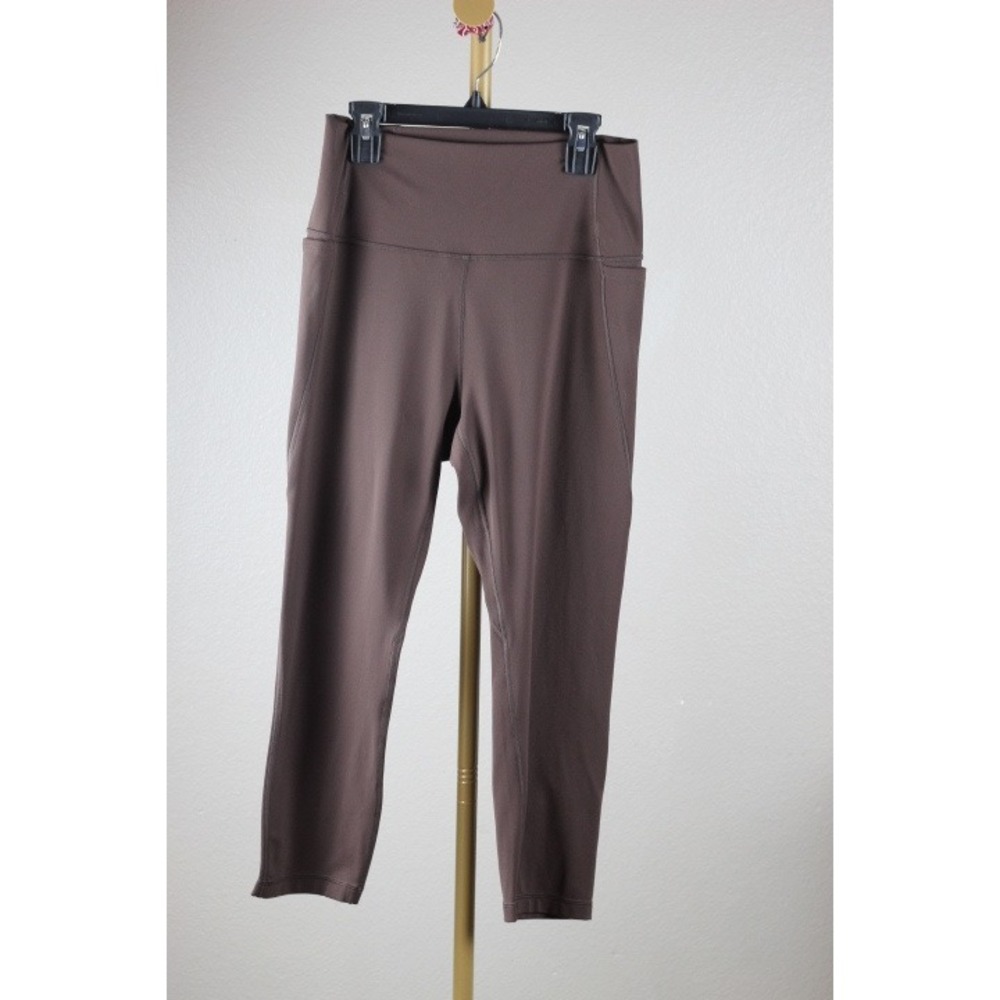 CRZ YOGA Womens High Waisted 7/8 Leggings with Pockets Hot Fudge Brown Size L 12
